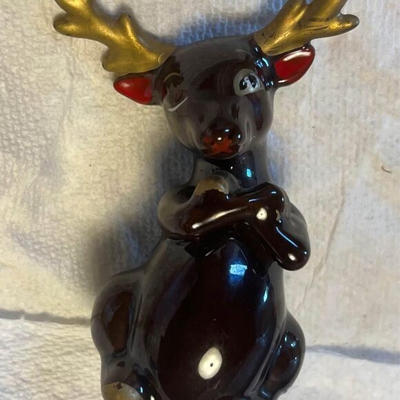 Vintage Kimple Ceramic Painted Reindeer Made in Japan Christmas Holiday 1950s - Picture 1 of 9